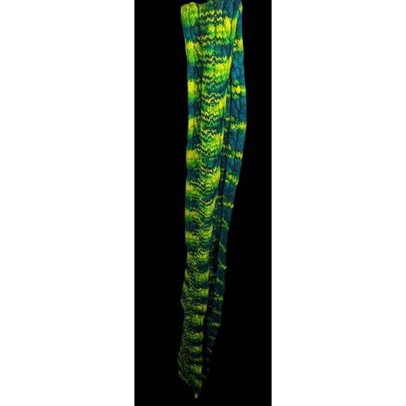 Handmade Cybergoth Dragon Blue Yellow And Neon Green Scarf - Picture 2 of 7